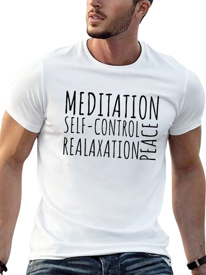 Mens Meditation Self-Control Relax Peace Graphic T-Shirt