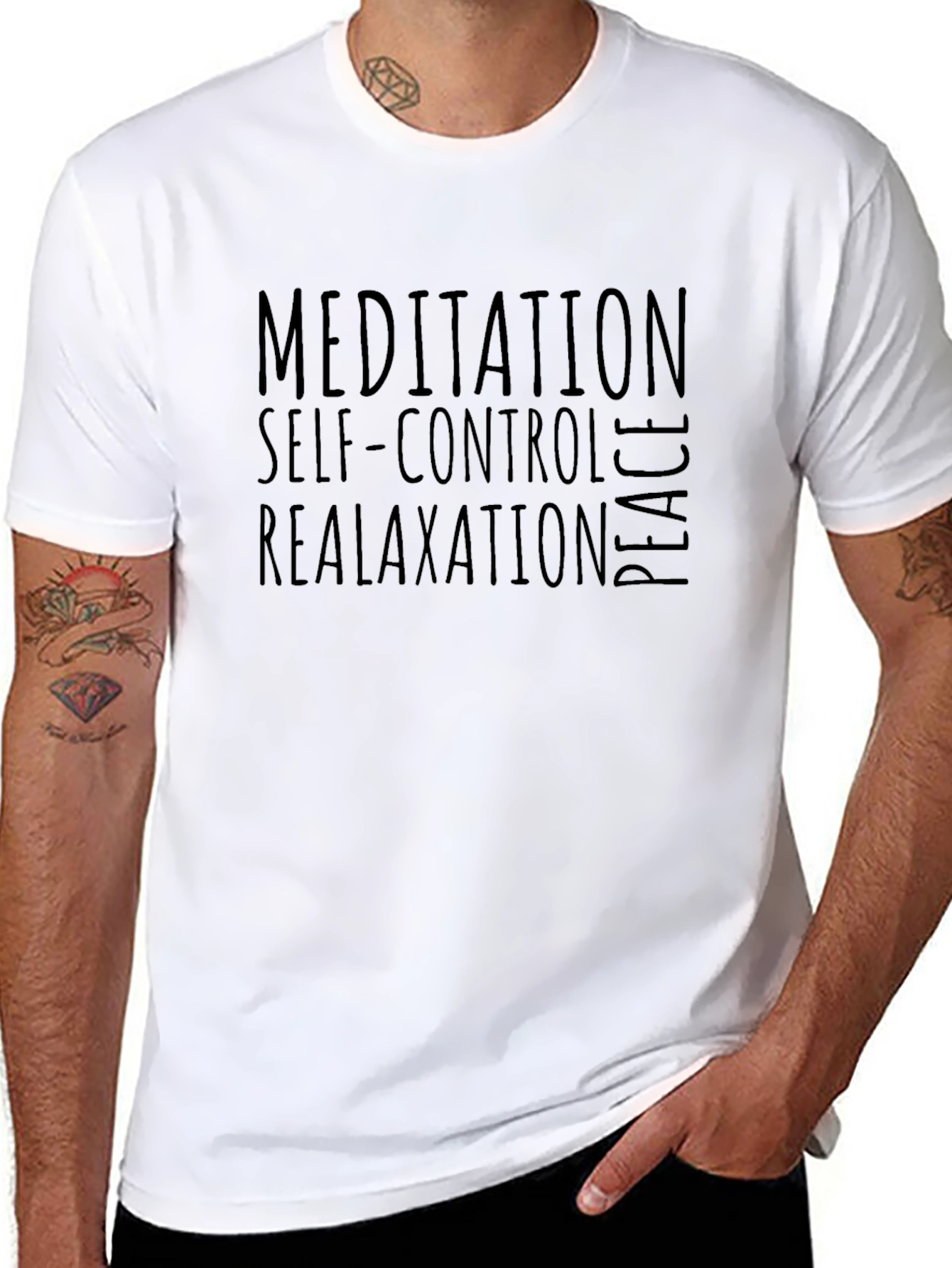 Mens Meditation Self-Control Relax Peace Graphic T-Shirt