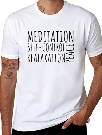 Mens Meditation Self-Control Relax Peace Graphic T-Shirt