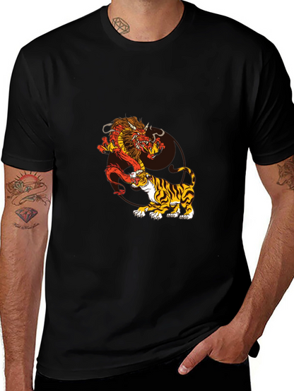 Dragon and Tiger Graphic Tee - Black