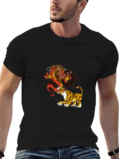 Dragon and Tiger Graphic Tee - Black