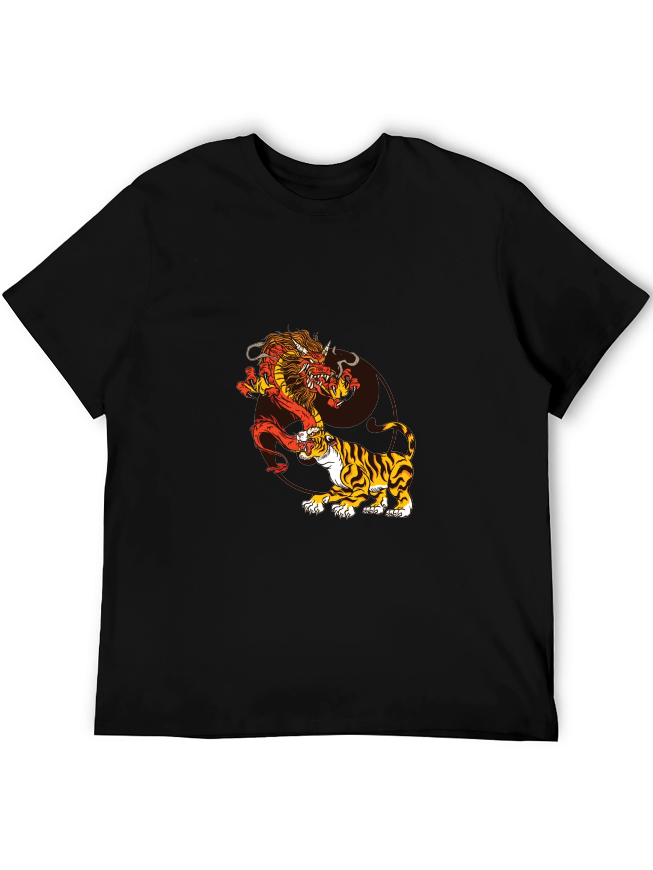 Dragon and Tiger Graphic Tee - Black