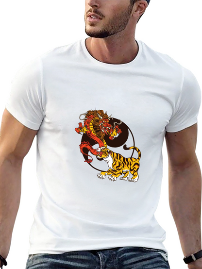 Dragon and Tiger Graphic Tee - Black