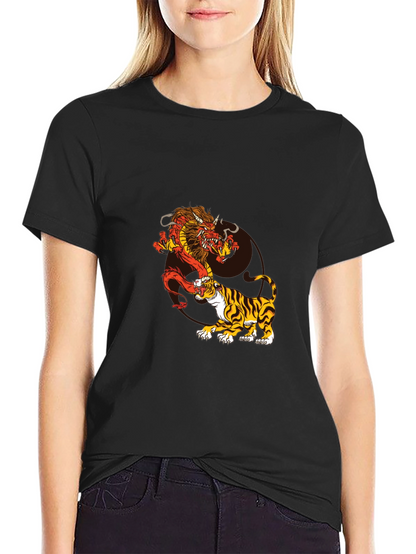 Dragon and Tiger Graphic Tee - Black
