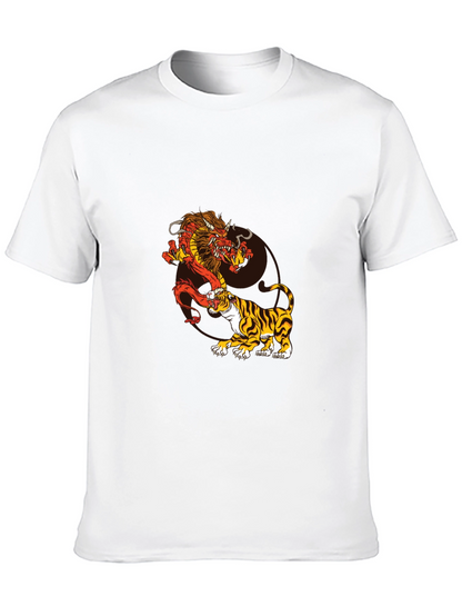 Dragon and Tiger Graphic Tee - Black