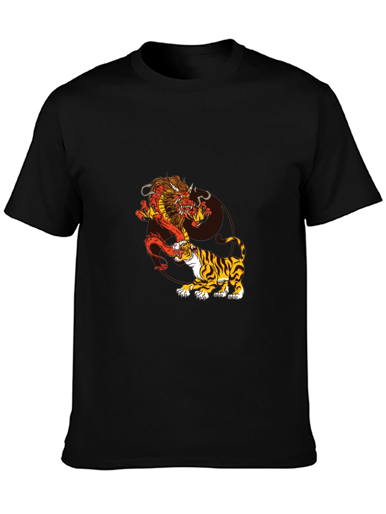 Dragon and Tiger Graphic Tee - Black