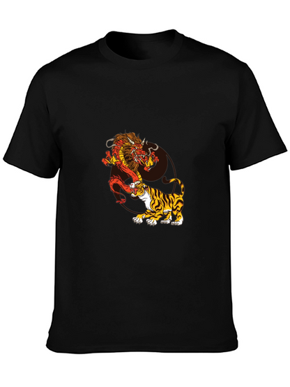 Dragon and Tiger Graphic Tee - Black
