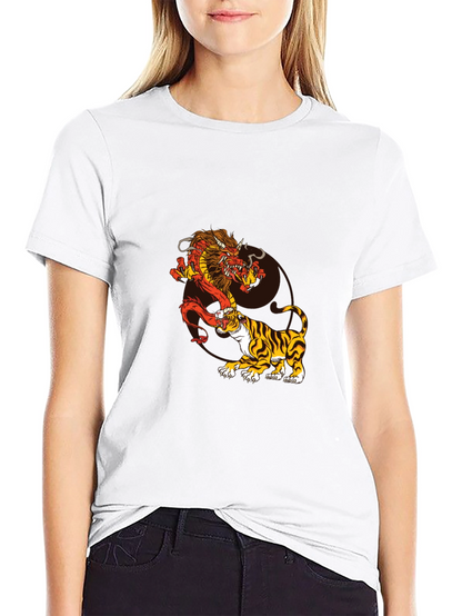 Dragon and Tiger Graphic Tee - Black