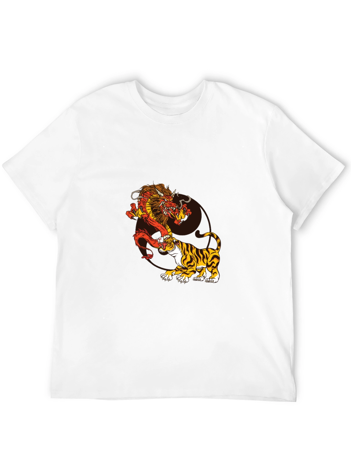 Dragon and Tiger Graphic Tee - Black