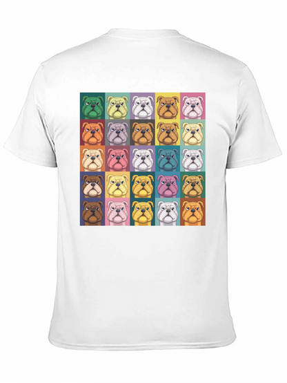 Pop Art Bulldog Print Black T-Shirt