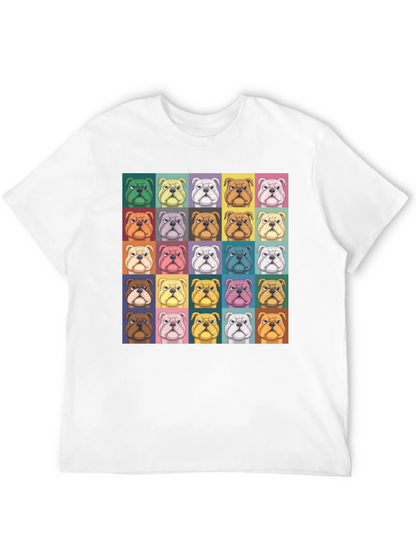 Pop Art Bulldog Print Black T-Shirt