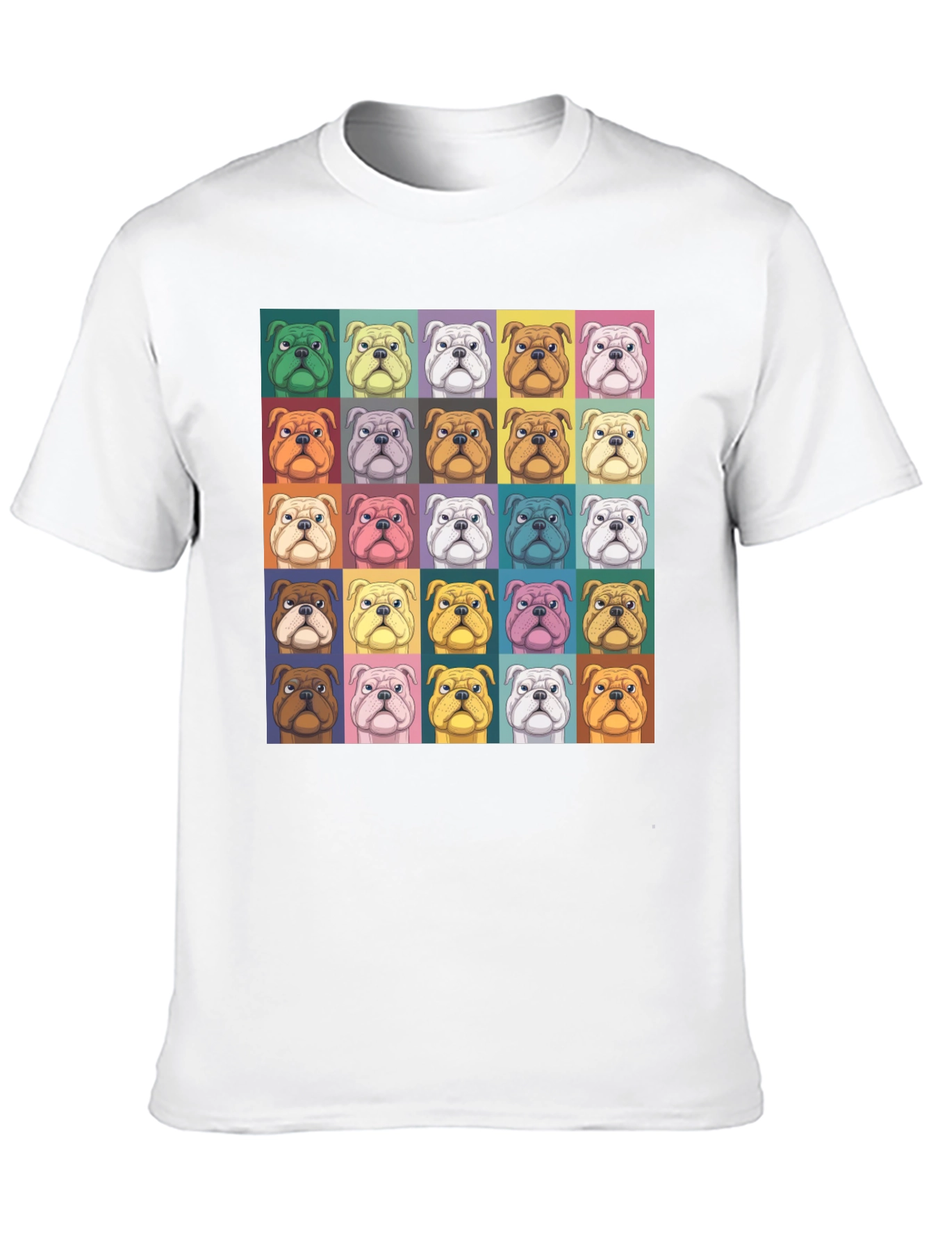 Pop Art Bulldog Print Black T-Shirt