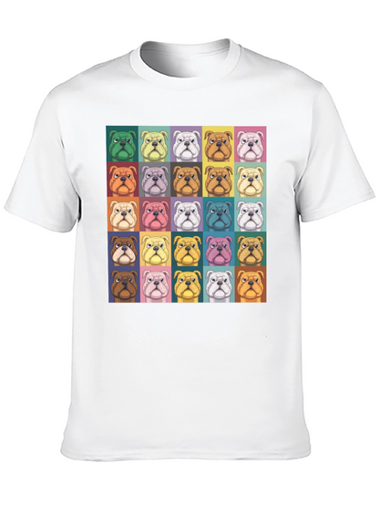 Pop Art Bulldog Print Black T-Shirt
