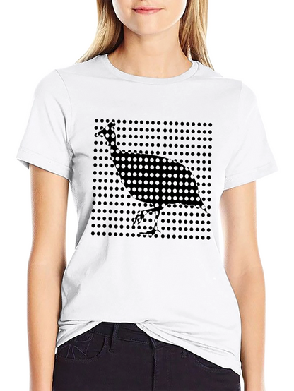 Stylish Black Graphic Tee - Guinea Fowl Design