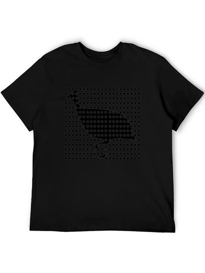 Stylish Black Graphic Tee - Guinea Fowl Design
