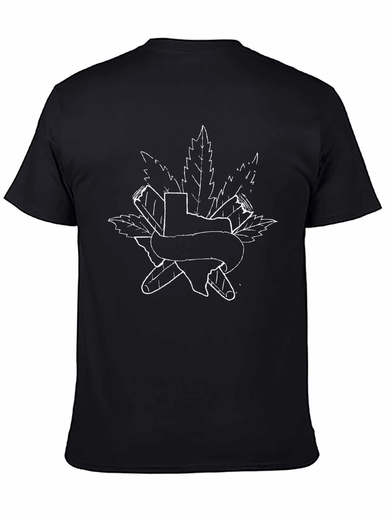 Texas Weed Leaf T-Shirt - Black Cotton Tee