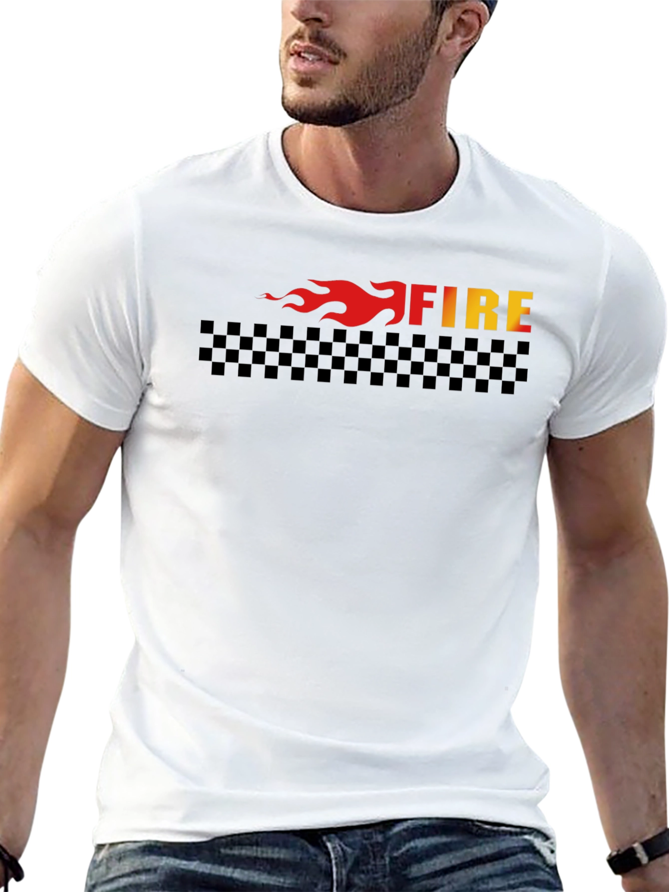 Fire Graphic Tee - Black Cotton T-Shirt