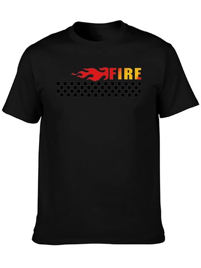 Fire Graphic Tee - Black Cotton T-Shirt