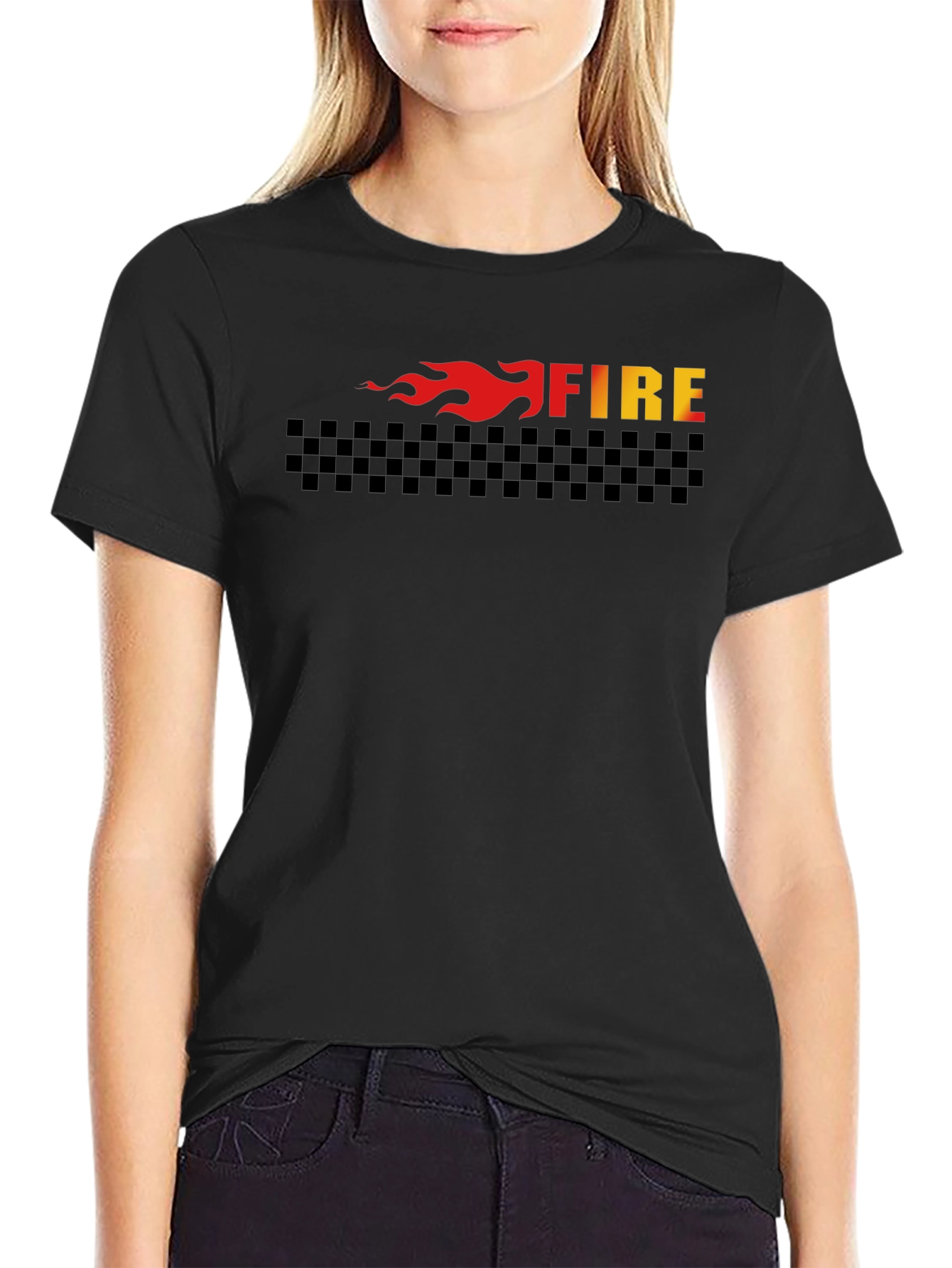Fire Graphic Tee - Black Cotton T-Shirt