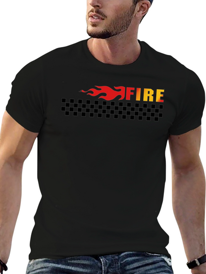 Fire Graphic Tee - Black Cotton T-Shirt