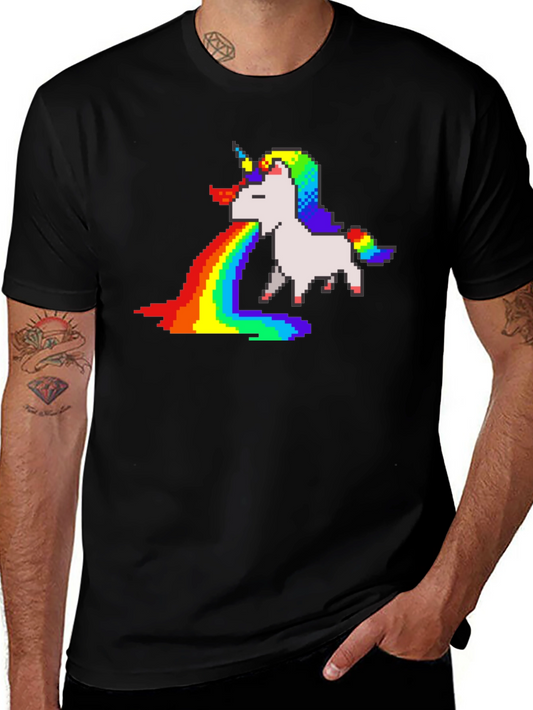 Unicorn Rainbow Puke Graphic Tee - Black