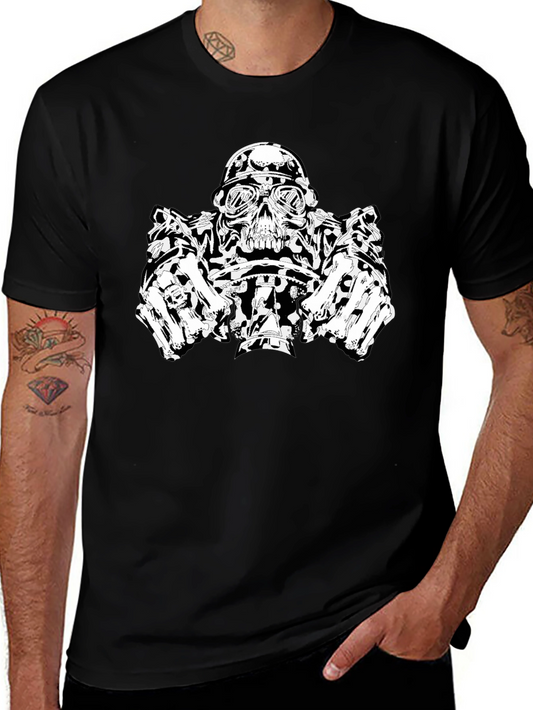 Skull Biker T-Shirt - Black Graphic Tee