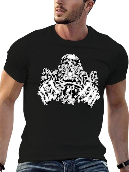 Skull Biker T-Shirt - Black Graphic Tee