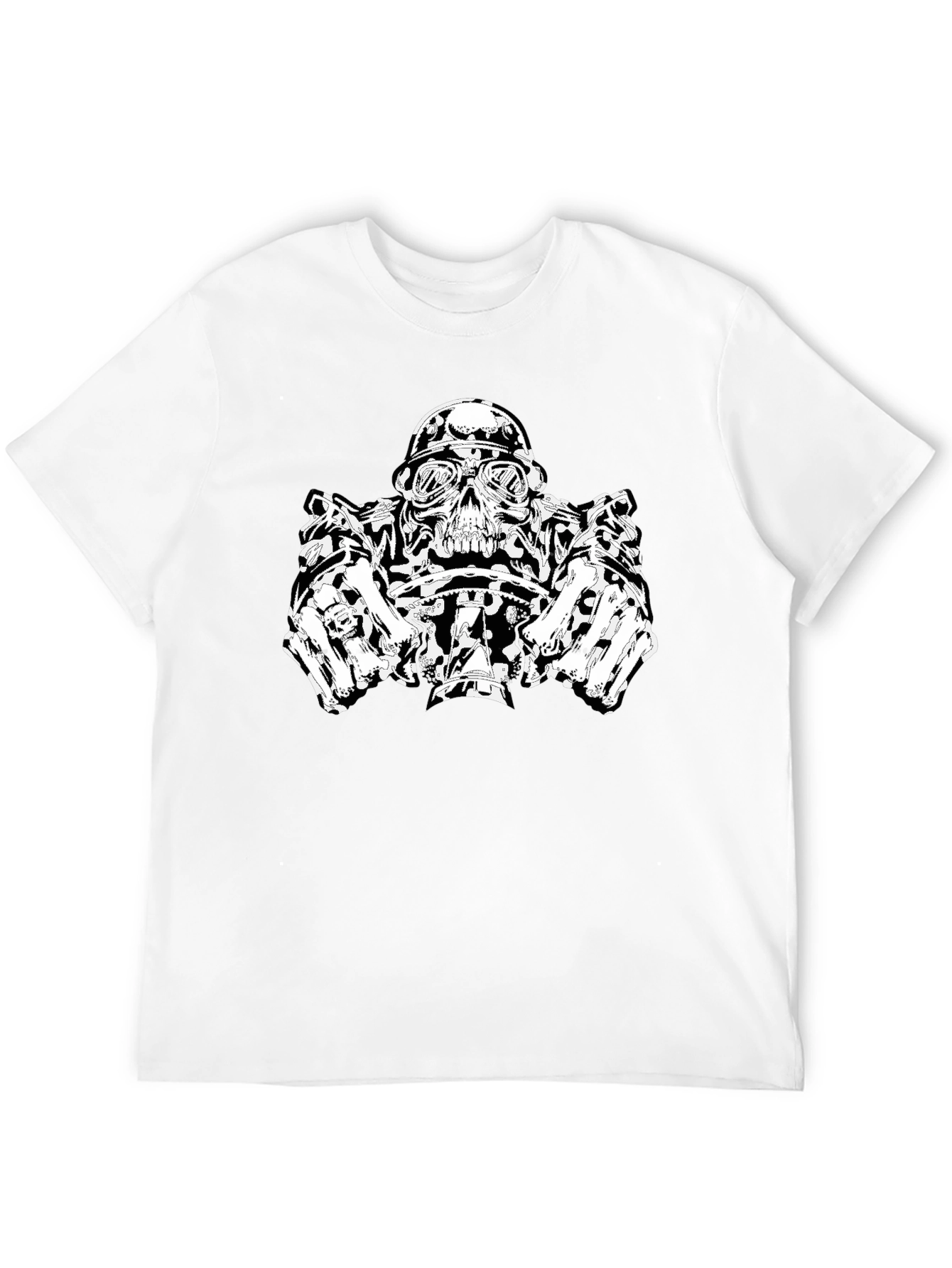 Skull Biker T-Shirt - Black Graphic Tee