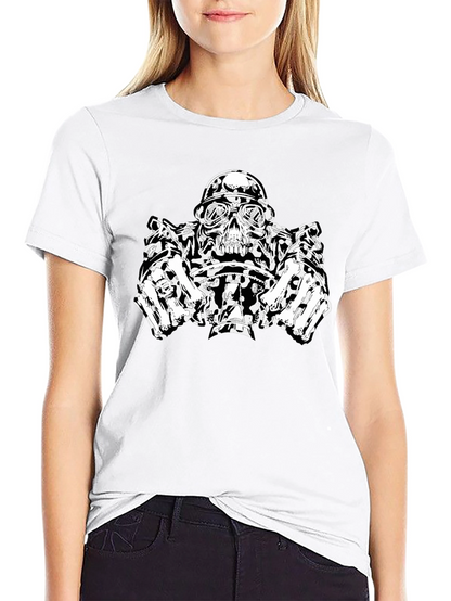 Skull Biker T-Shirt - Black Graphic Tee