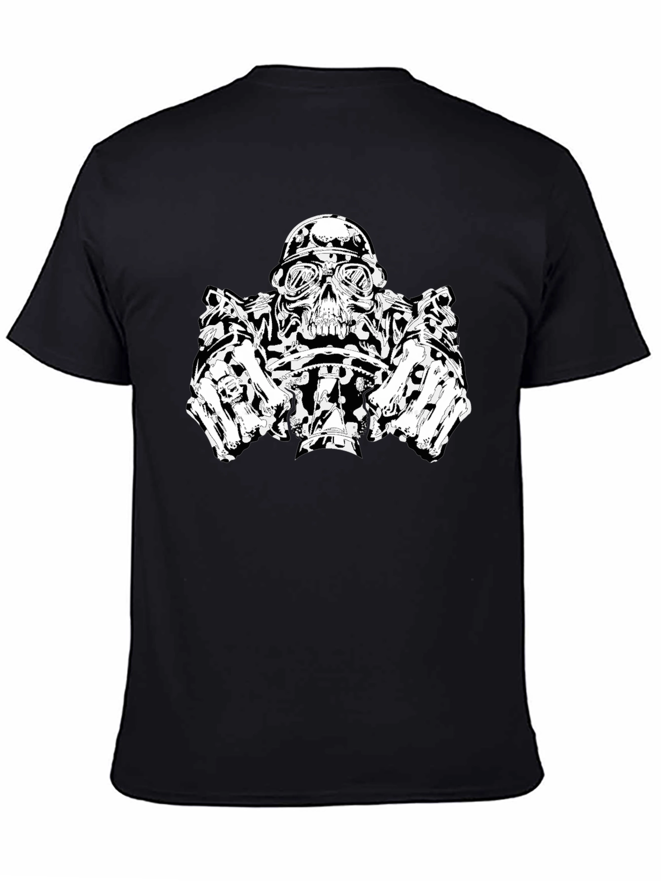 Skull Biker T-Shirt - Black Graphic Tee
