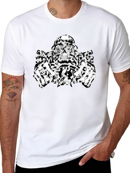Skull Biker T-Shirt - Black Graphic Tee