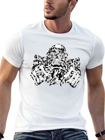 Skull Biker T-Shirt - Black Graphic Tee