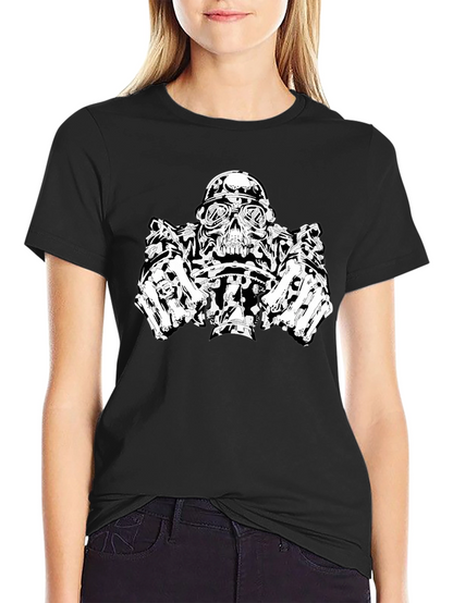 Skull Biker T-Shirt - Black Graphic Tee