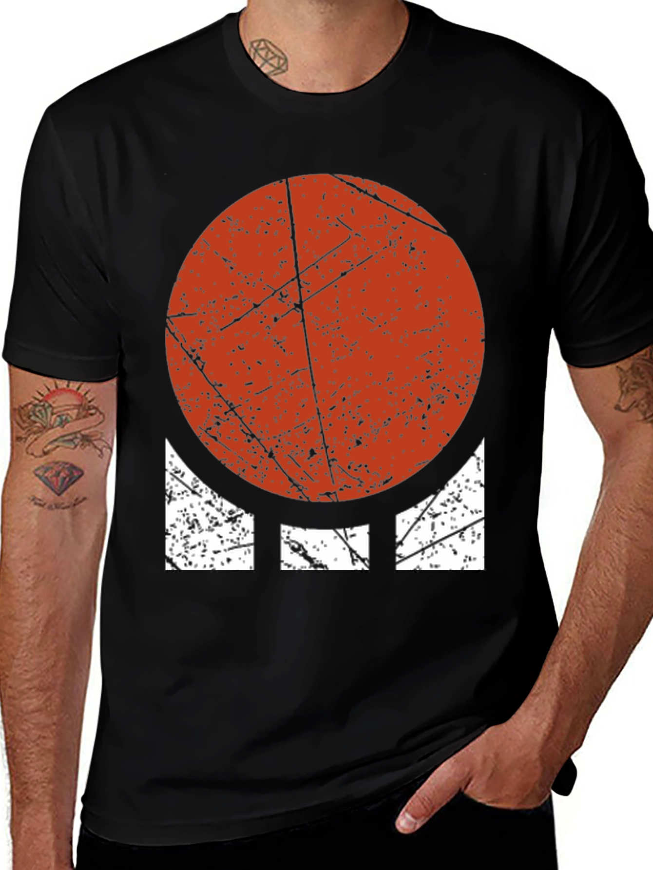 Distressed Geometric Graphic Tee - Bold Circle Design