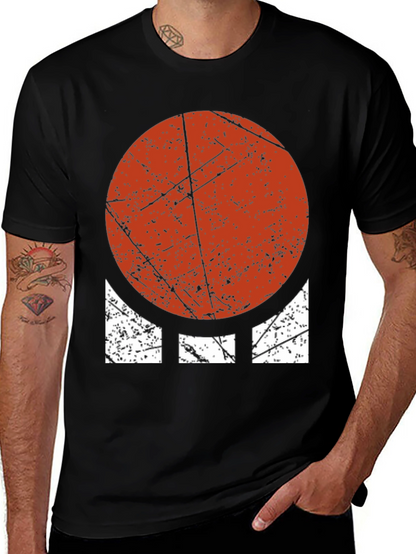 Distressed Geometric Graphic Tee - Bold Circle Design