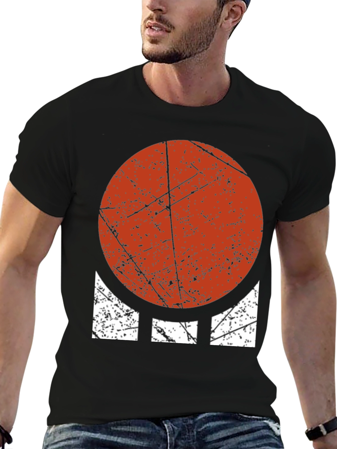 Distressed Geometric Graphic Tee - Bold Circle Design