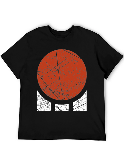 Distressed Geometric Graphic Tee - Bold Circle Design