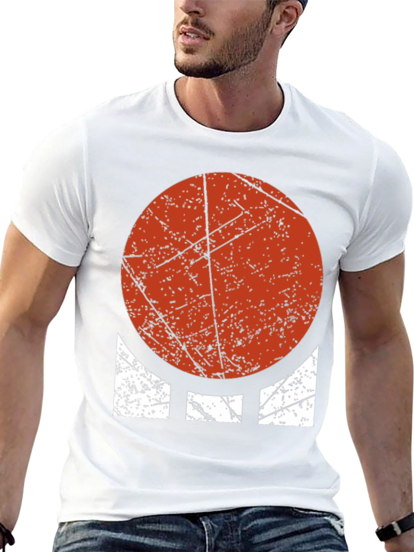 Distressed Geometric Graphic Tee - Bold Circle Design