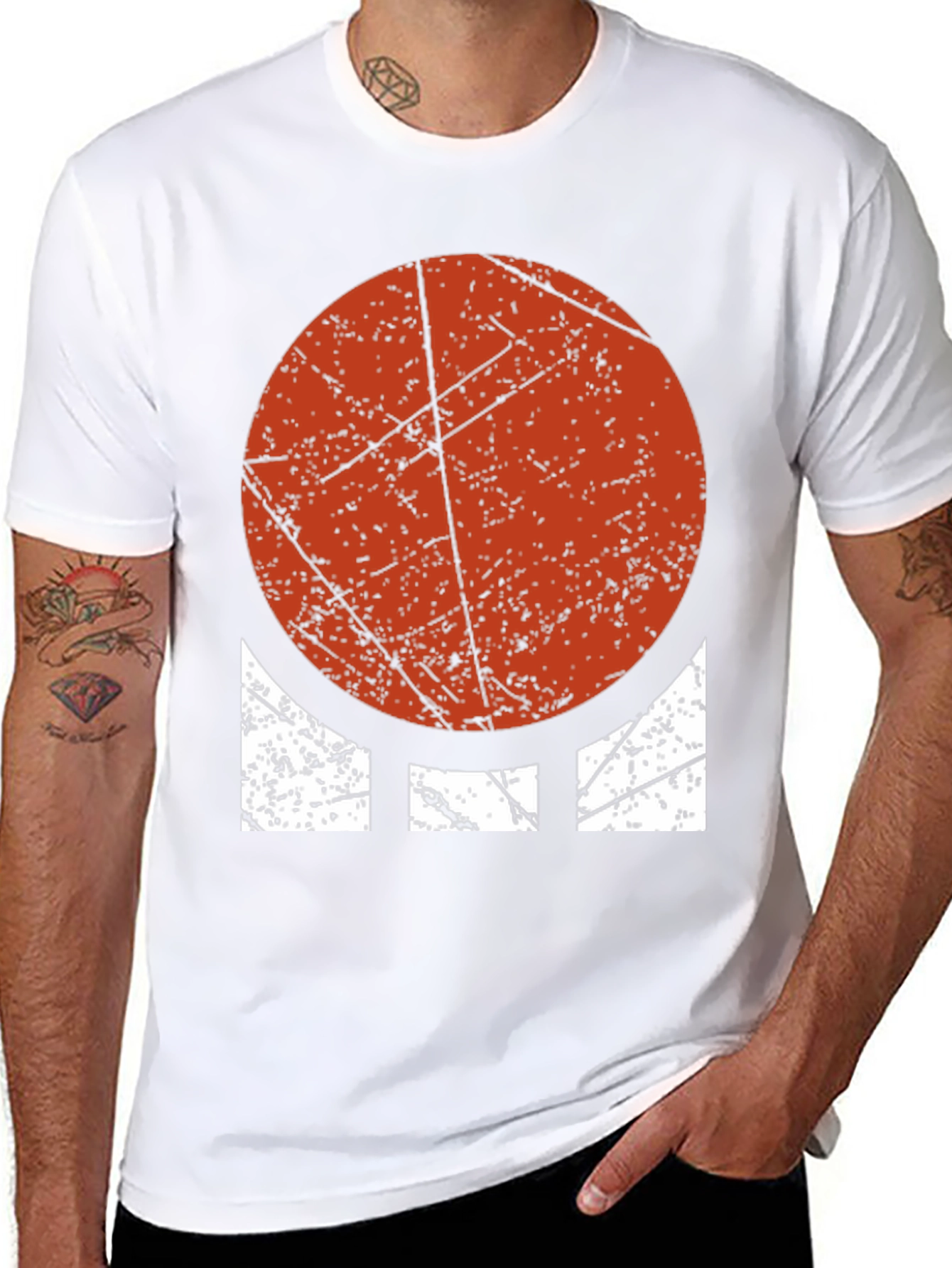 Distressed Geometric Graphic Tee - Bold Circle Design