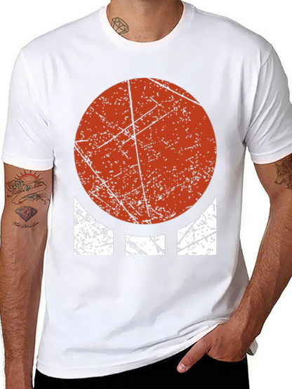 Distressed Geometric Graphic Tee - Bold Circle Design