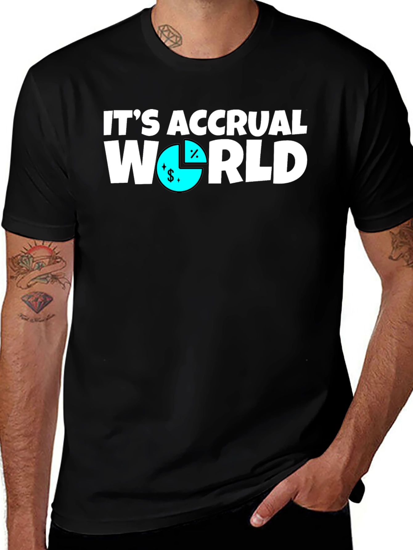 Its Accrual World Mens Black T-Shirt