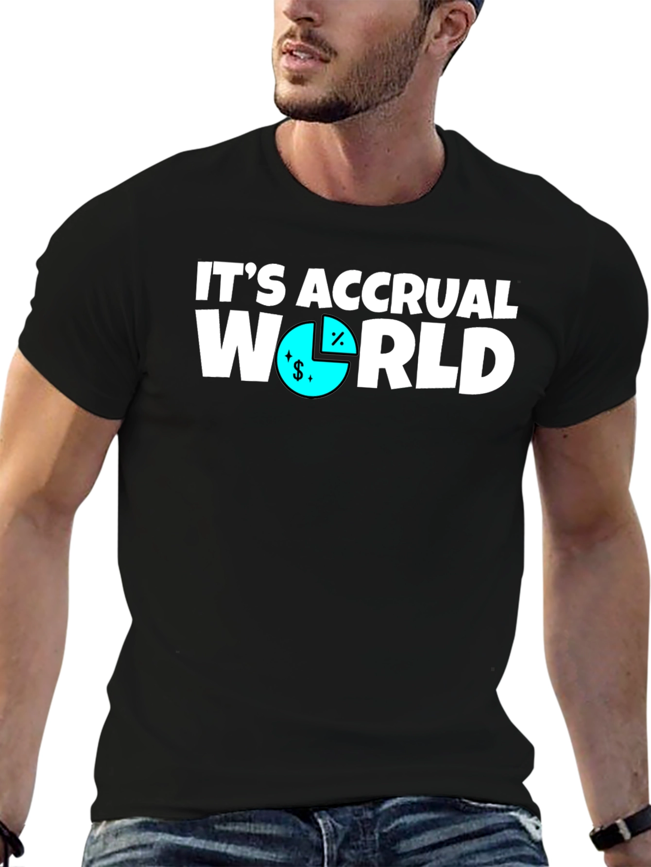Its Accrual World Mens Black T-Shirt