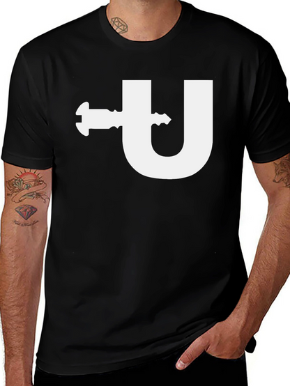Black T-Shirt with White U-Turn Graphic