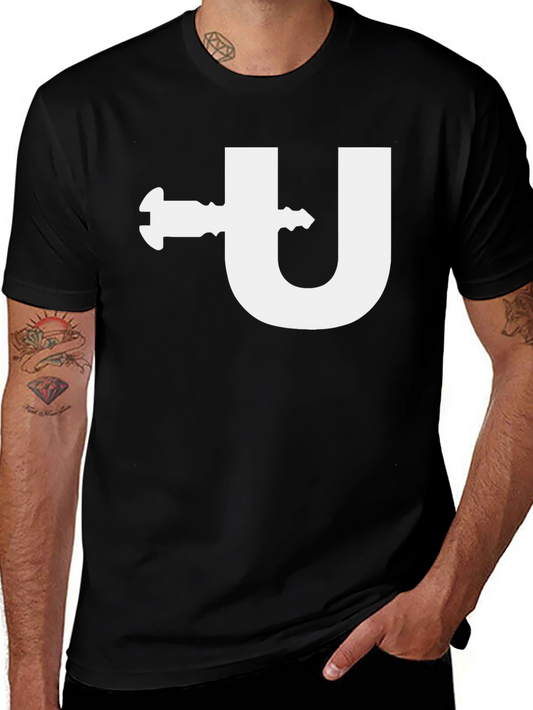 Black T-Shirt with White U-Turn Graphic