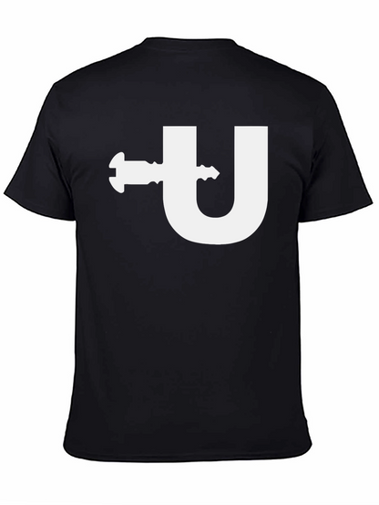 Black T-Shirt with White U-Turn Graphic