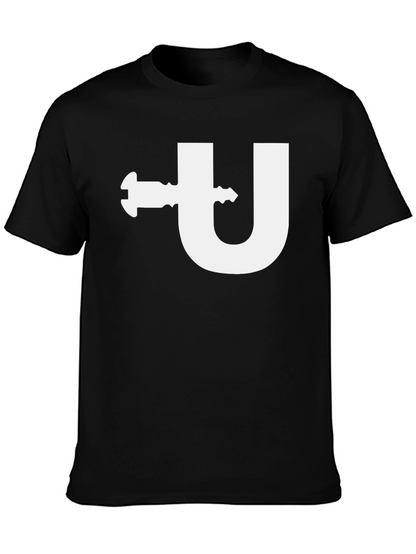 Black T-Shirt with White U-Turn Graphic