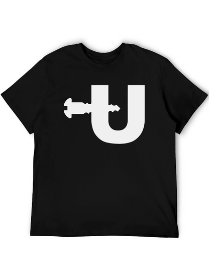 Black T-Shirt with White U-Turn Graphic
