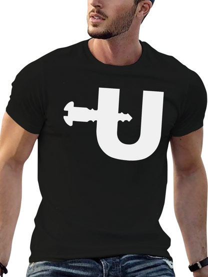 Black T-Shirt with White U-Turn Graphic