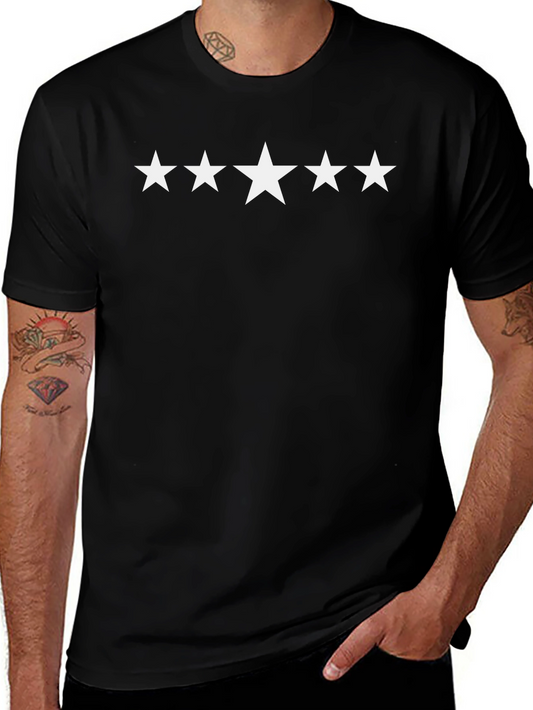 5 Star Black Cotton T-Shirt - Casual Style
