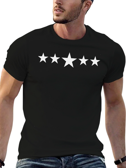5 Star Black Cotton T-Shirt - Casual Style